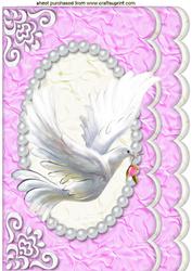 Beautiful White Dove in Flight in Pink Pearl Frame A4