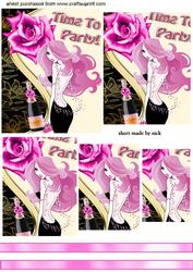 Lady Partying with Pink Champagne, Pyramids