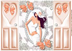 Pretty Lady in White Hat with Pearls & Butterflies, Gatefold