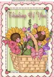Thinking of You, Basket of Sunflowers A4