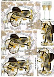 Gold Wedding Carriage with Champagne, Pyramids