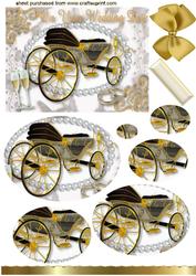 Gold Wedding Carriage with Champagne, Oval Pyramids