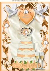 Peach Wedding Cake with Doves A4