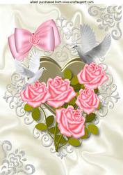 Pink Roses & White Doves, A4