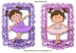 Two Little Ballerina Toppers in Frilly Frames