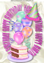 Fun Birthday Card with Pink Yummy Cake A4