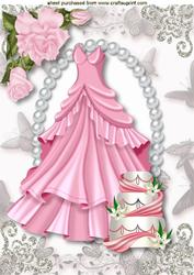 Pink Party Dress, with Pink Rose, & Cake A4