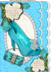 Turquiose Diamond Shoe, with Roses A4