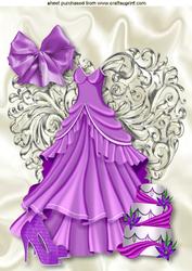 Pretty Purple Dress on Silver Heart with Cake A4