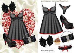 Sexy Black Lingerie on a Red Heart