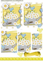 Cute Little Bluebirds with Daisy Watering Can Pyramids