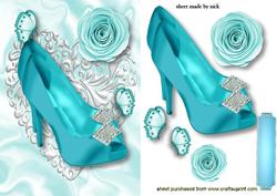 Turquoise Diamond Shoe with Butterflies