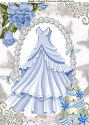 Blue Party Dress, Cake, & Blue Roses A4