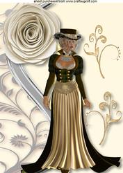 Elegant Victorian Lady in Brown/cream Dress A4