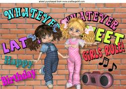 Girls Rule , with Graffiti on Brick Wall A4