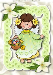 Sweet Little Angel in Green Frame A4