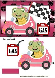 Cute Turtle Girl in a Racing Car