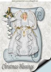 Christmas Blessings Angel in Silver A4