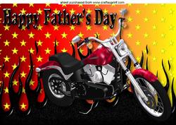 Red Motor Bike on Stars for Fathers Day A4