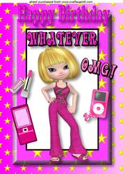 Teenager with Attitude in Pink Star Frame A4