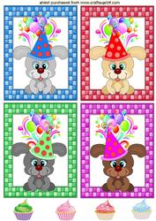 Cute Birthday Puppies with Balloons, Toppers