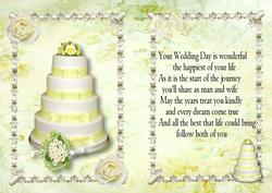 Lemon Wedding Cake with Cream Rose with A5 Verse