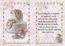 Pink and White Wedding Cake with Wedding Verse A5