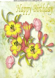 Yellow and Pink Flowers with Butterflies A4