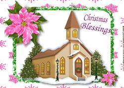 Pretty Church with Pink Poinsettia A4