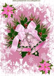 Pink Christmas Bells in Pretty Frame A4