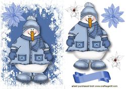 Snowman in Bobble Hat in Snow Frame