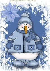 Snowman in Bobble Hat in Snow Frame A4