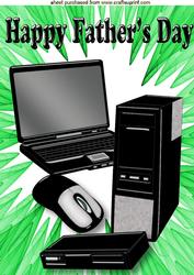 Computer on Green Abstract, for Father's Day A4