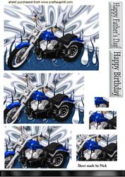 Blue Motor Bike on Blue Flames, Pyramids
