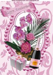 Happy Anniversary, Pink Champagne, & Flowers A4