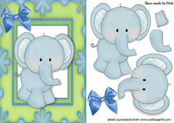 Little Elephant in Floral Frame