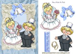 Cute Wedding Couple with Blue Bells