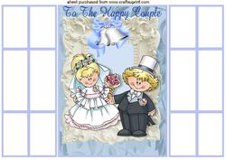 Cute Wedding Couple with Blue Bells French Gatefold
