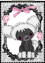 Sweet Little Puppy in Lace Frame with Pink Bow A4