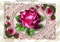 Single Red Rose on Ecru Lace A4