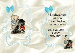 Sweet Little Kittens with Blue Bow with Verse A5