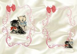 Sweet Little Kittens with Red Bows Insert A5