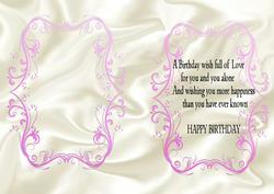 Birthday Insert with Verse A5 in Pink Scroll