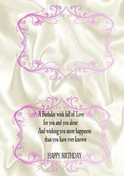 Birthday Verse in Pink Scroll A5 Portrait