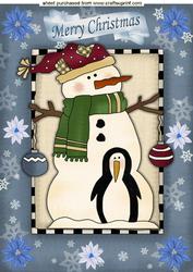 Snowman and a Penguin, with Snowflakes A4