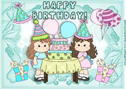 Come to My Party, with Cake and Balloons A4