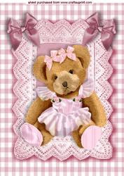 Little Teddy All Dressed Up in Pink A4