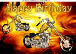 Gold Chopperbike with Flames A4