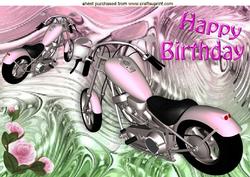 Pink Motorbike on Mettalic Pink Swirls A4