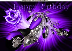 Purple Motorbike with Purple Rose A4